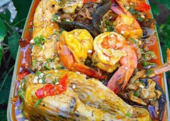 SparkBayelsa-Delicious seafood dish with fresh vegetables